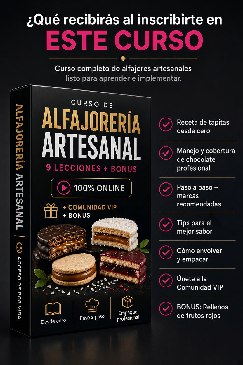 Aprende la misma receta de alfajores Marplatenses que utilizo para vender y crear un producto que la gente quiera volver a comprar.
