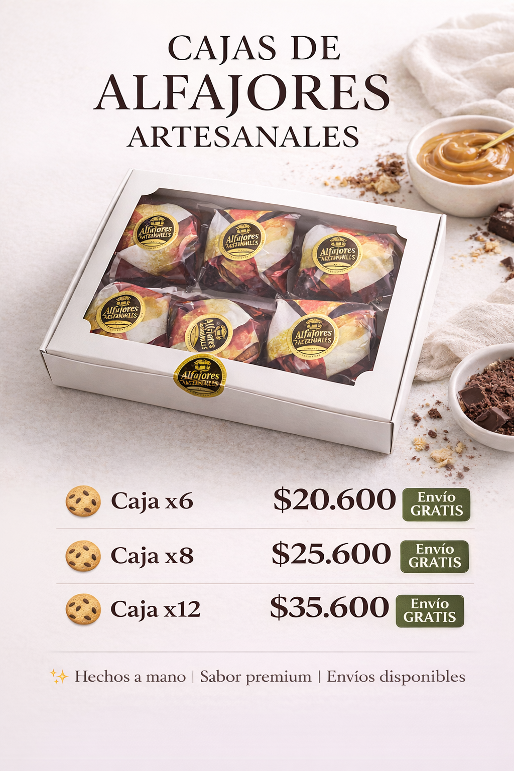 Caja de Alfajores Artesanales Premium (Envío Gratis)